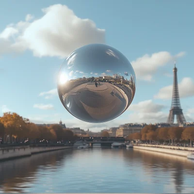 Floating Silver Orb Over Paris