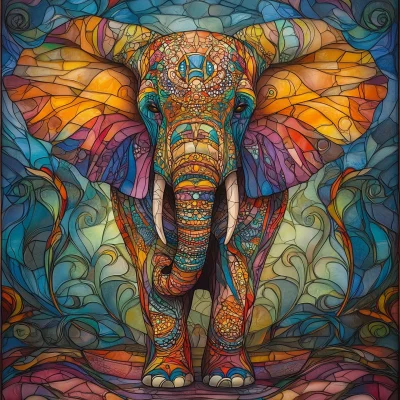 Majestic Stained Glass Elephant