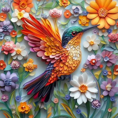 Colorful Hummingbird Art