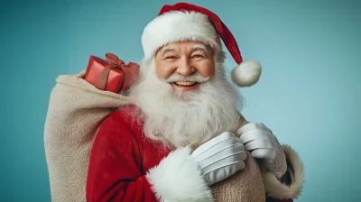 Cheerful Santa with Gifts