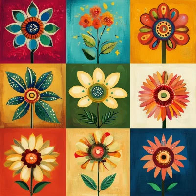 Vintage Retro Hippie Flowers