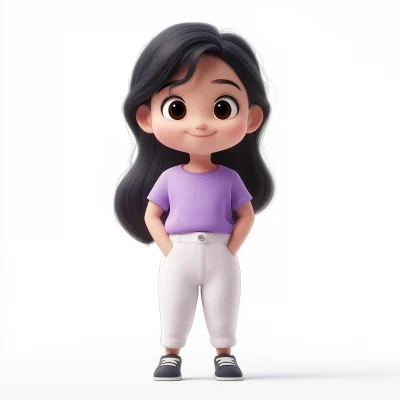 Happy Girl in Pixar Style