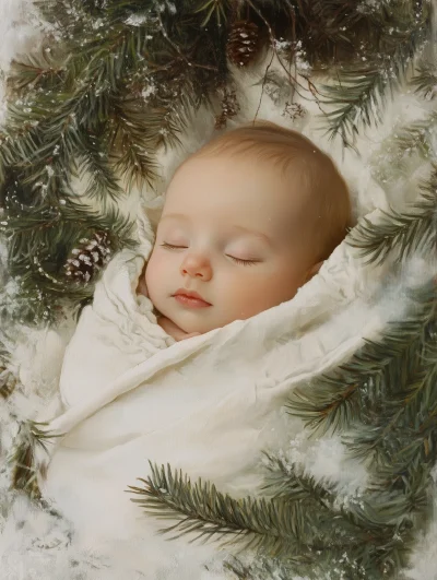 Serene Infant Swaddled in Nature