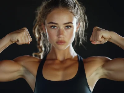 Strong Woman Showcasing Muscles