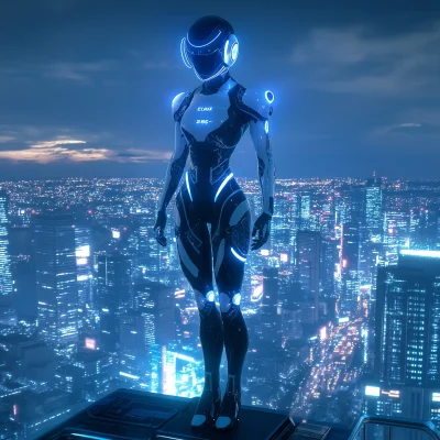 Futuristic Android in Neon City