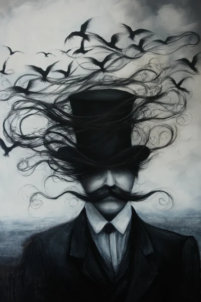 Surreal Portrait of a Man with Mustaches