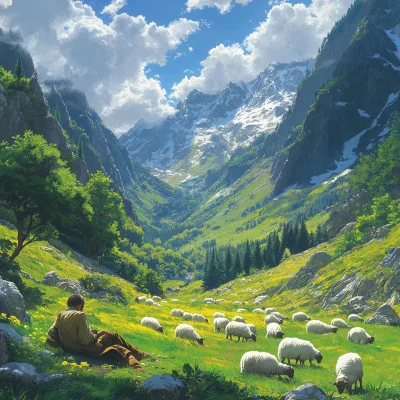 Dreamy Shepherd in the Valley