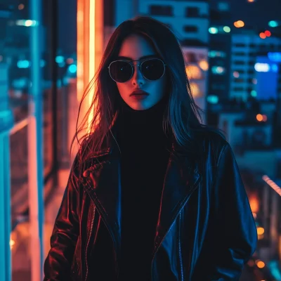 Nighttime Rooftop Portrait