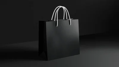 Glossy Black Shopping Bag Mockup