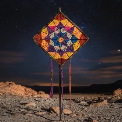 Colorful Dreamcatcher in Night Sky