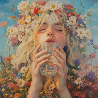 Blond Girl with Flowers