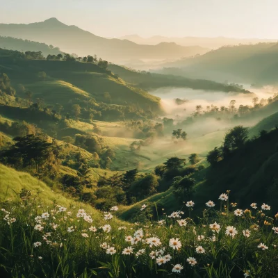 Serene Misty Valley