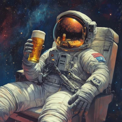 Astronaut Enjoying a Beer