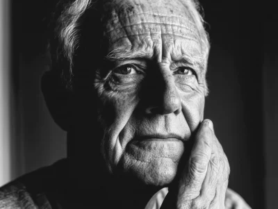 Intense Black and White Portrait of an Older Man