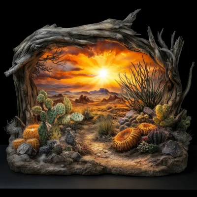 New Mexico Mesas Papercraft Lightbox