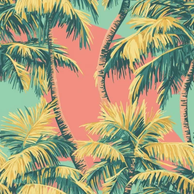 Vintage Surfer Palm Tree Pattern