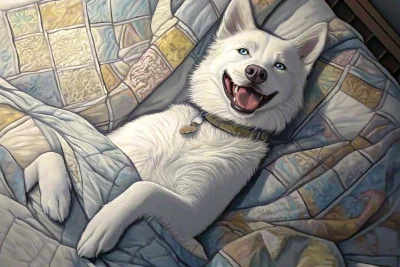 Husky in Bed