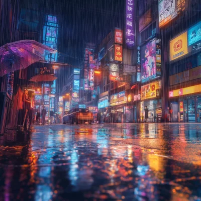 Futuristic Cyberpunk City at Night