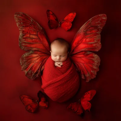 Newborn in Butterfly Blanket