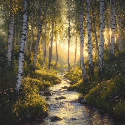 Serene Stream at Dawn