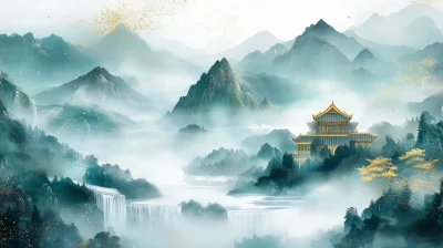 Golden Chinese Landscape