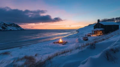 Winter Ocean Campfire