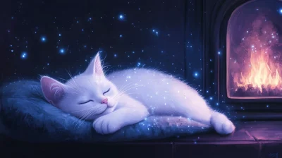 Sleeping White Cat