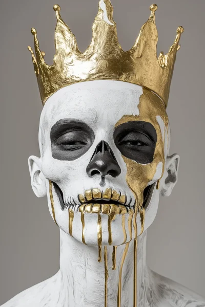 Golden Crowned Skull Statue