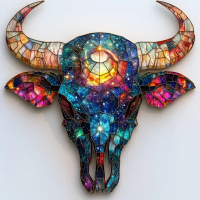 Stained Glass Cow Skull