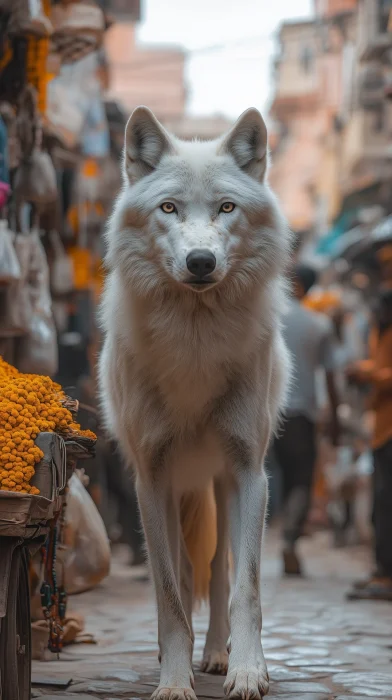 White Wolf in Jaipur Market