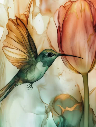 Abstract Hummingbird Art