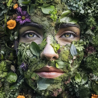 Face made of Plants