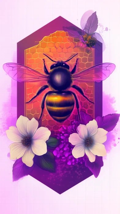 Bee and Flowers Collage