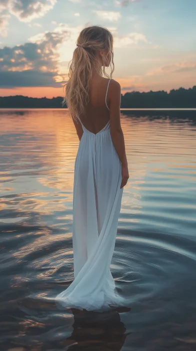 Graceful Woman on Lake