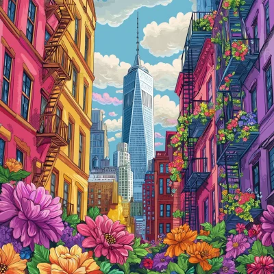 Colorful Freedom Tower Illustration