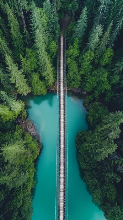 H Clad Bridge Over Turquoise River