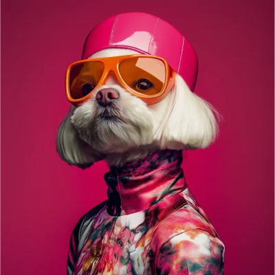 1960s Inspired Maltese Dog Portrait