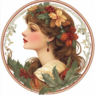 Vintage Art Nouveau Christmas Clipart