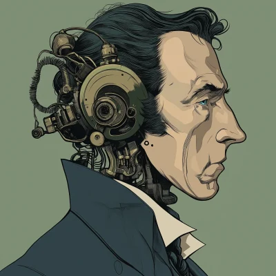 Robot Sherlock Holmes Caricature