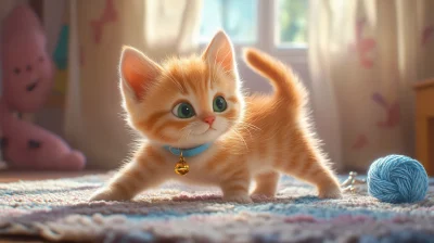 Playful Kitten Stretching