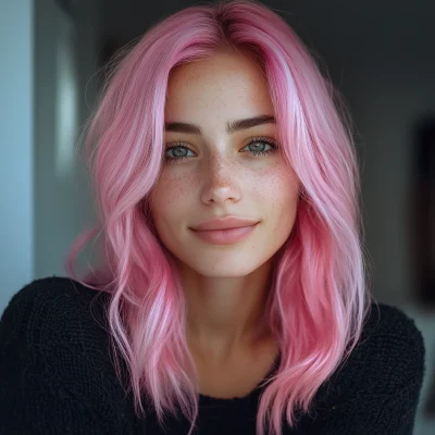 Influencer with Pink Hair