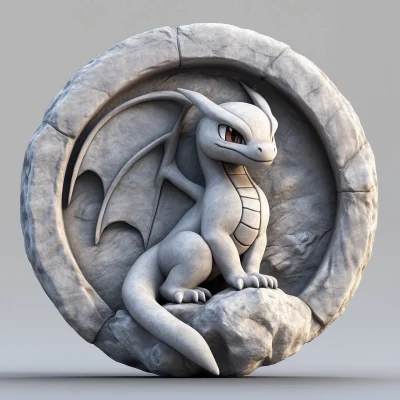 Ancient Charizard Sculpture