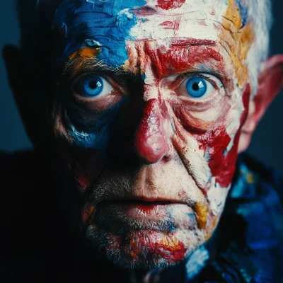 Elderly Man in Abstract Colors