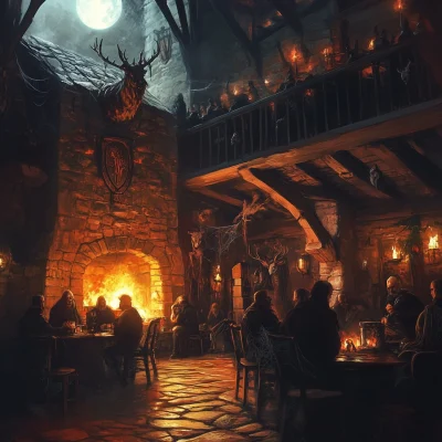 Medieval Tavern at Midnight