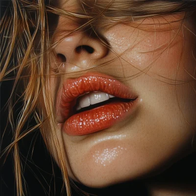 Close Up of Lips and Hair