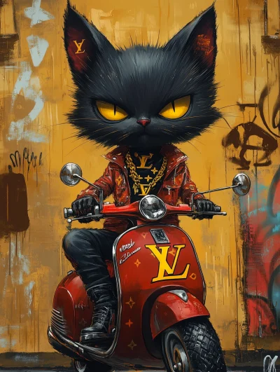 Cool Cat on Motorbike