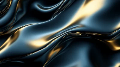 Navy and Gold Liquid Abstract