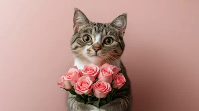 Cat with Roses