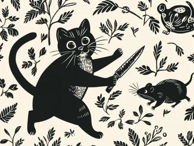 Playful Cat and Mouse Pattern