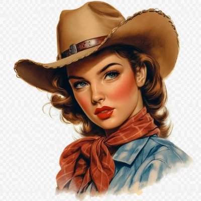 Retro 1950s Cowgirl Illustration